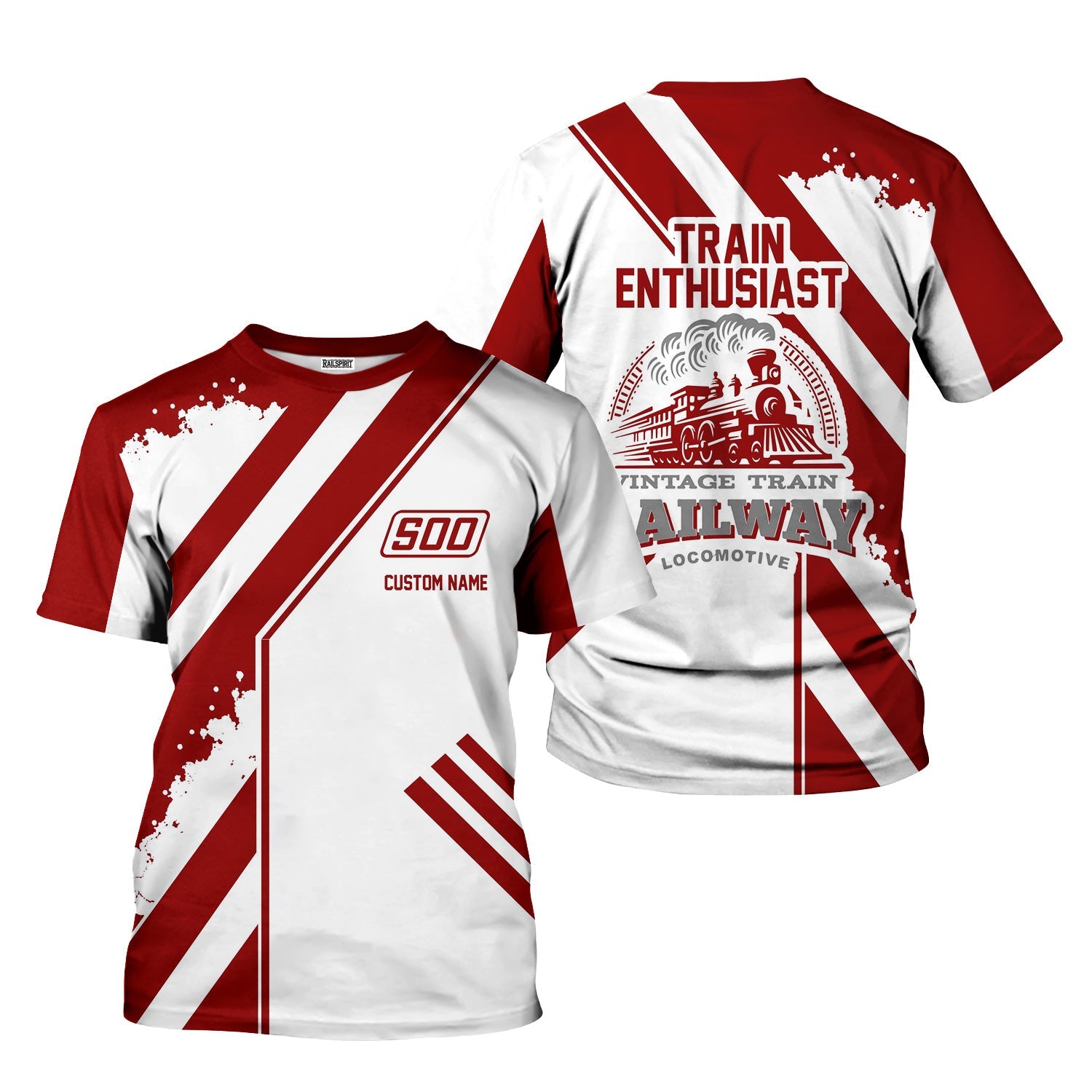 Railspirit Personalized Soo Line Railroad T-Shirt Locomotive Design Train Shirt for Train Enthusiast