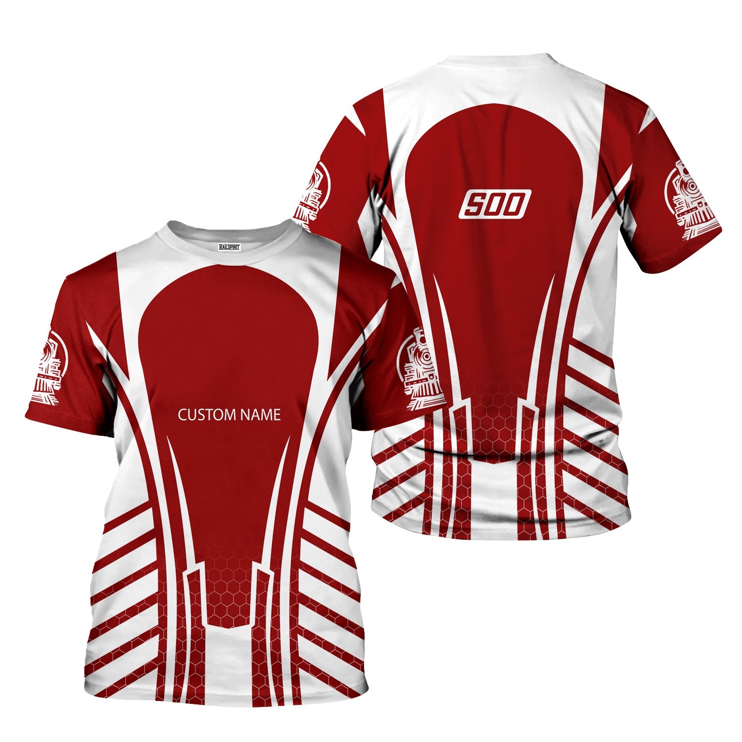 Railspirit Personalized Soo Line Railroad T-Shirt Striped Railroad Style Train Shirt All Over Print