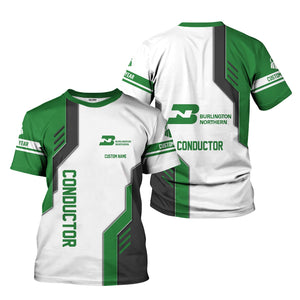 Railspirit Personalized Burlington Northern Railroad T-Shirt Unique Railway Style with Custom Job Train Shirt