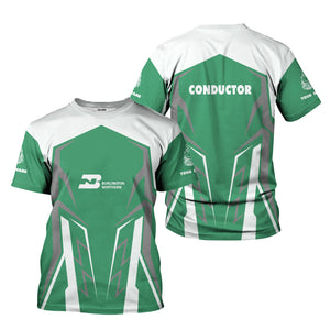 Railspirit Personalized Burlington Northern Railroad T-Shirt Futuristic Design with Custom Job Train Shirt