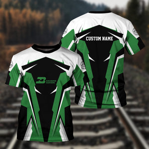 Railspirit Personalized Burlington Northern Railroad T Shirt Strong Line Style Train Unisex Shirt All Over Print