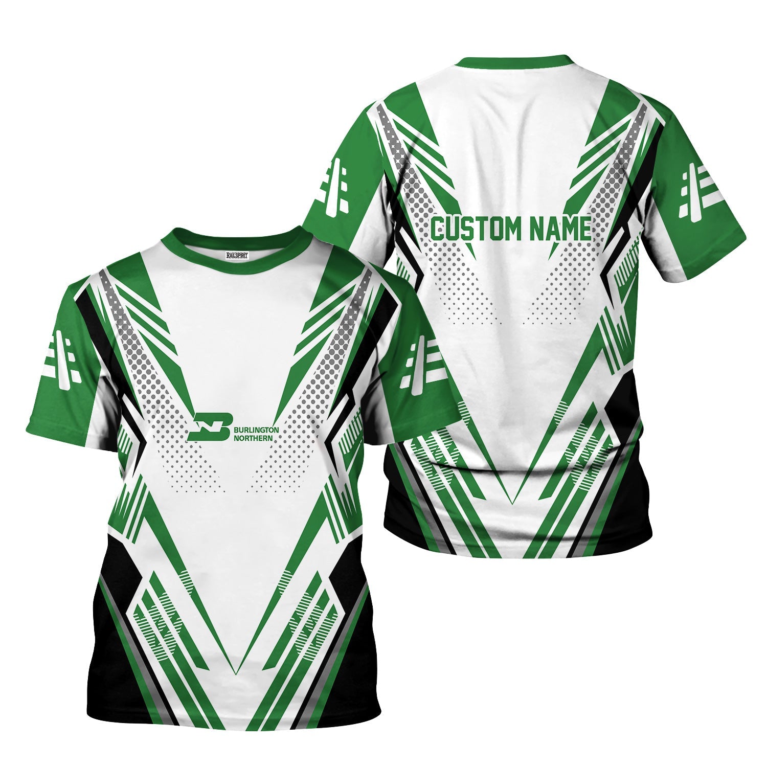 Railspirit Personalized Burlington Northern Railroad T-Shirt Railroad Tribute Design Train Shirt for Train Lovers