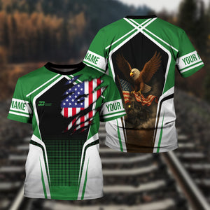 Railspirit Personalized Burlington Northern Railroad T Shirt American Eagle Vintage Train Shirt