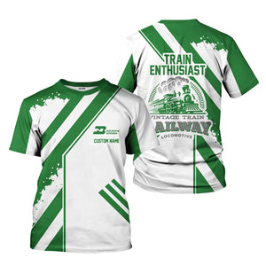 Railspirit Personalized Burlington Northern Railroad T-Shirt Locomotive Design Train Shirt for Train Enthusiast