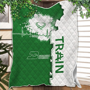 Railspirit Burlington Northern Railroad Premium Quilts Engine Heartbeat and Track Love Style Quilts Gift Idea For Train Lovers