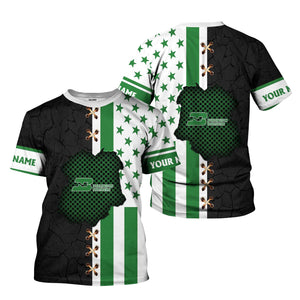 Railspirit Personalized Burlington Northern Railroad T-Shirt American Flag with Crack Effect Train Shirt