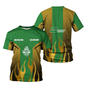 Railspirit Custom Name and Job Title Burlington Northern Railroad T-Shirt Flame Graphic Train Shirt