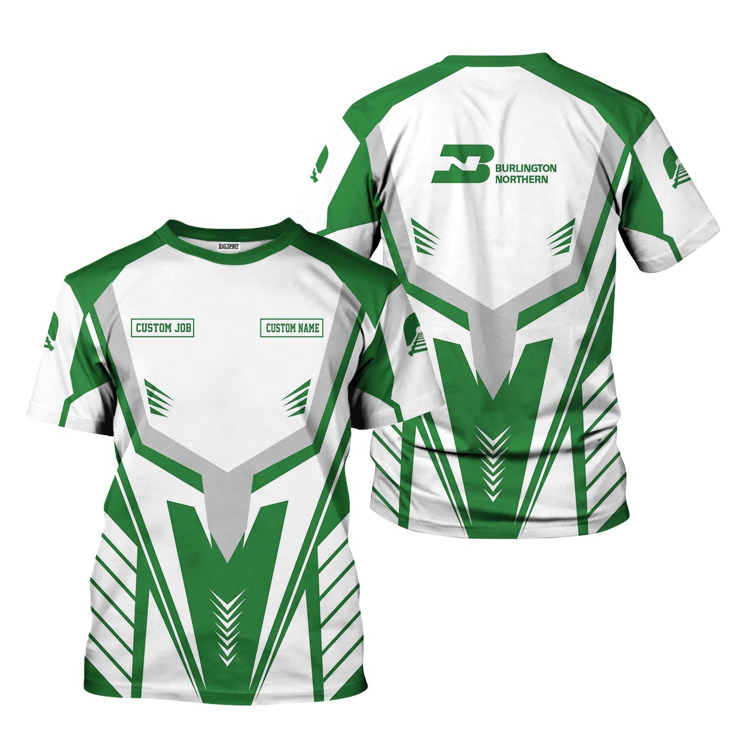 Railspirit Personalized Burlington Northern Railroad T-Shirt Workwear-Inspired with Custom Position Train Shirt