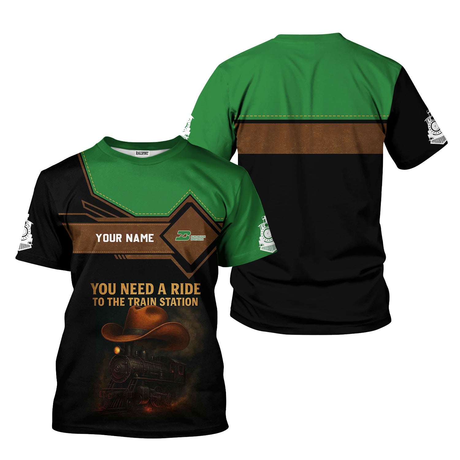 Railspirit Personalized Burlington Northern Railroad T-Shirt You Need A Ride To The Train Station Shirt For Train Lovers