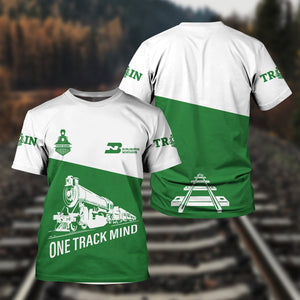Railspirit Personalized Burlington Northern Railroad T Shirt One Track Mind Unisex Train Shirt Gift Idea For Train Lover