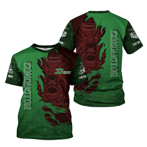 Railspirit Personalized Burlington Northern Railroad T-Shirt Blazing Style with Custom Position Train Shirt