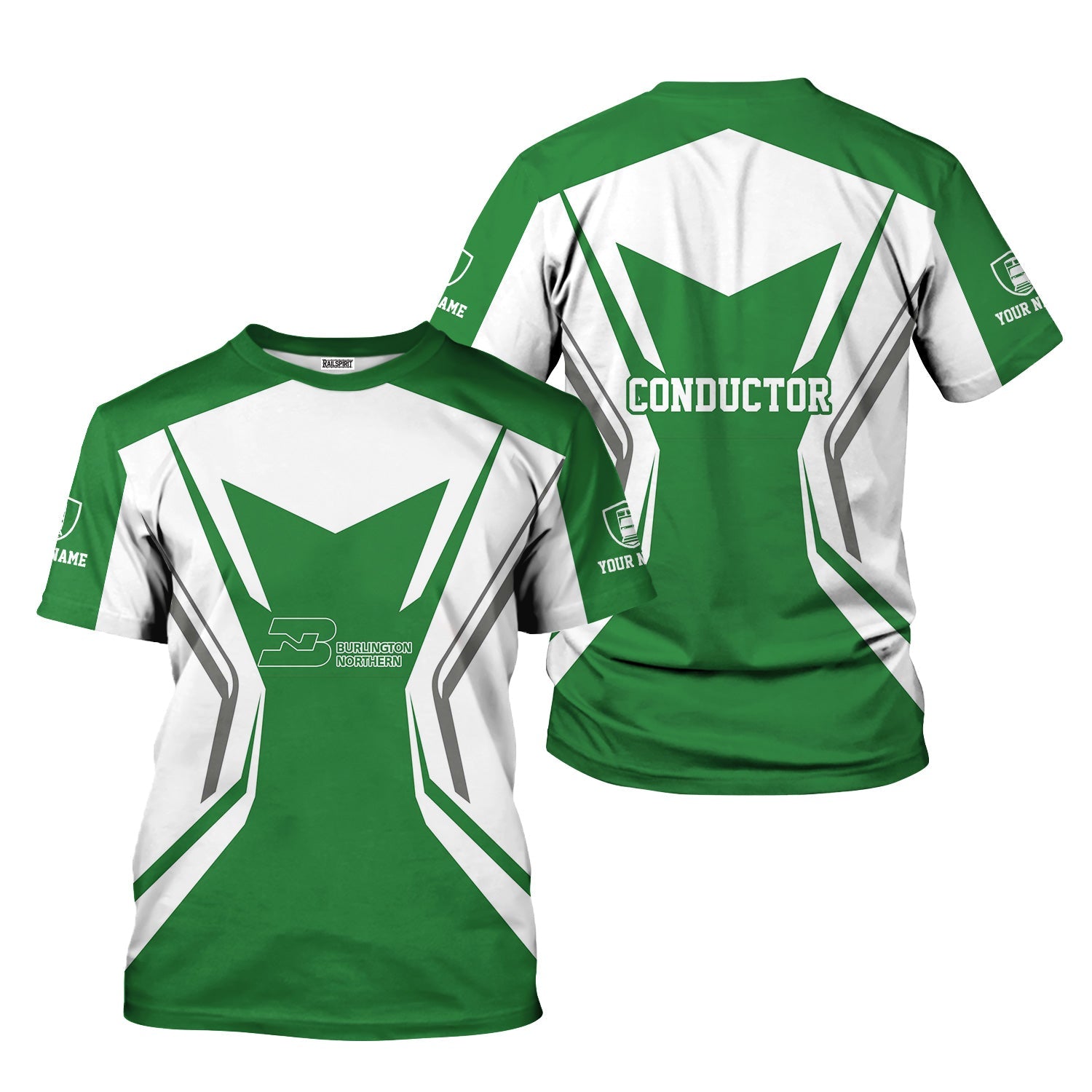 Railspirit Personalized Burlington Northern Railroad T-Shirt Unique Style with Custom Job Train Shirt