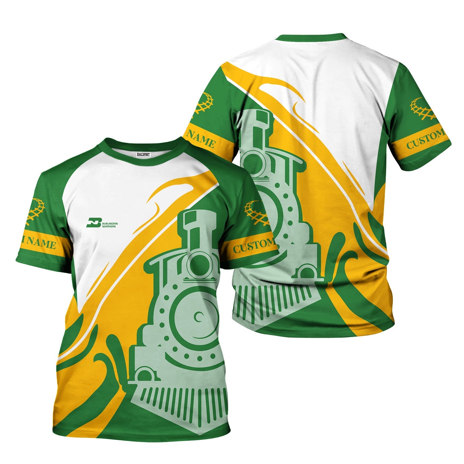 Railspirit Personalized Burlington Northern Railroad T-Shirt Flame-Inspired Style Shirt Gift Idea For Train Lovers