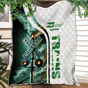 Railspirit Personalized Burlington Northern Railroad Premium Quilts Railroad Crossing Sign Quilts All Over Print
