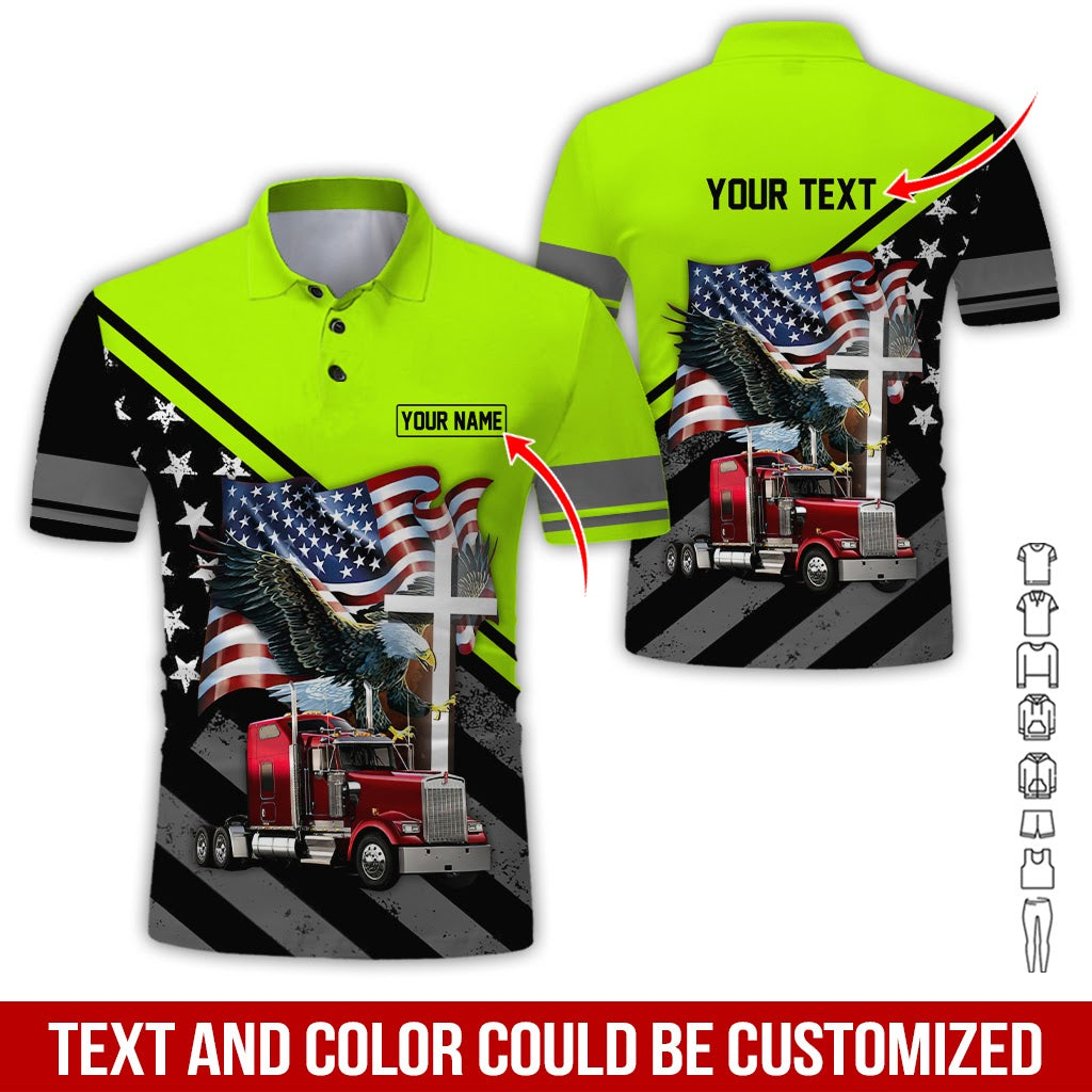 Customized Name American Eagle Truck Shirt, Personalized Workwear, Truck Driver Gift
