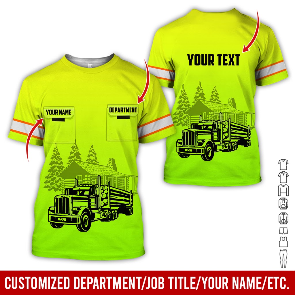 Customized Name Logging Truck Shirt, Personalized Workwear, 3D Printed Pocket