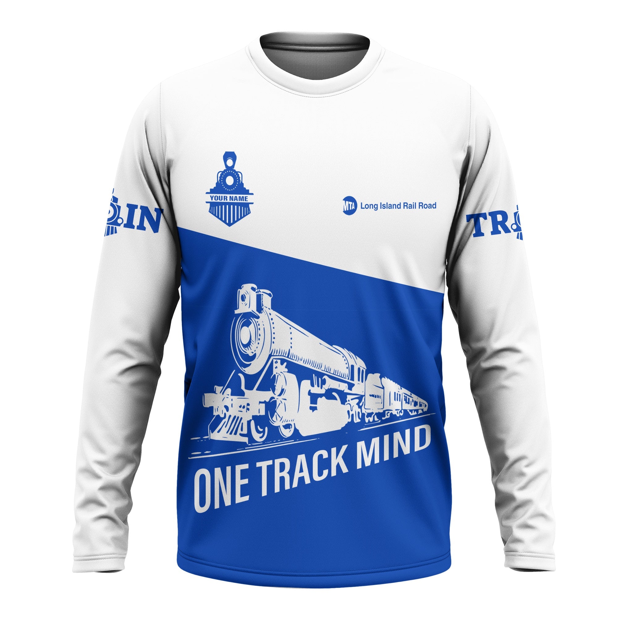 Railspirit Custom Name Long Island Railroad Long Sleeve Shirt One Track Mind Printed Shirt