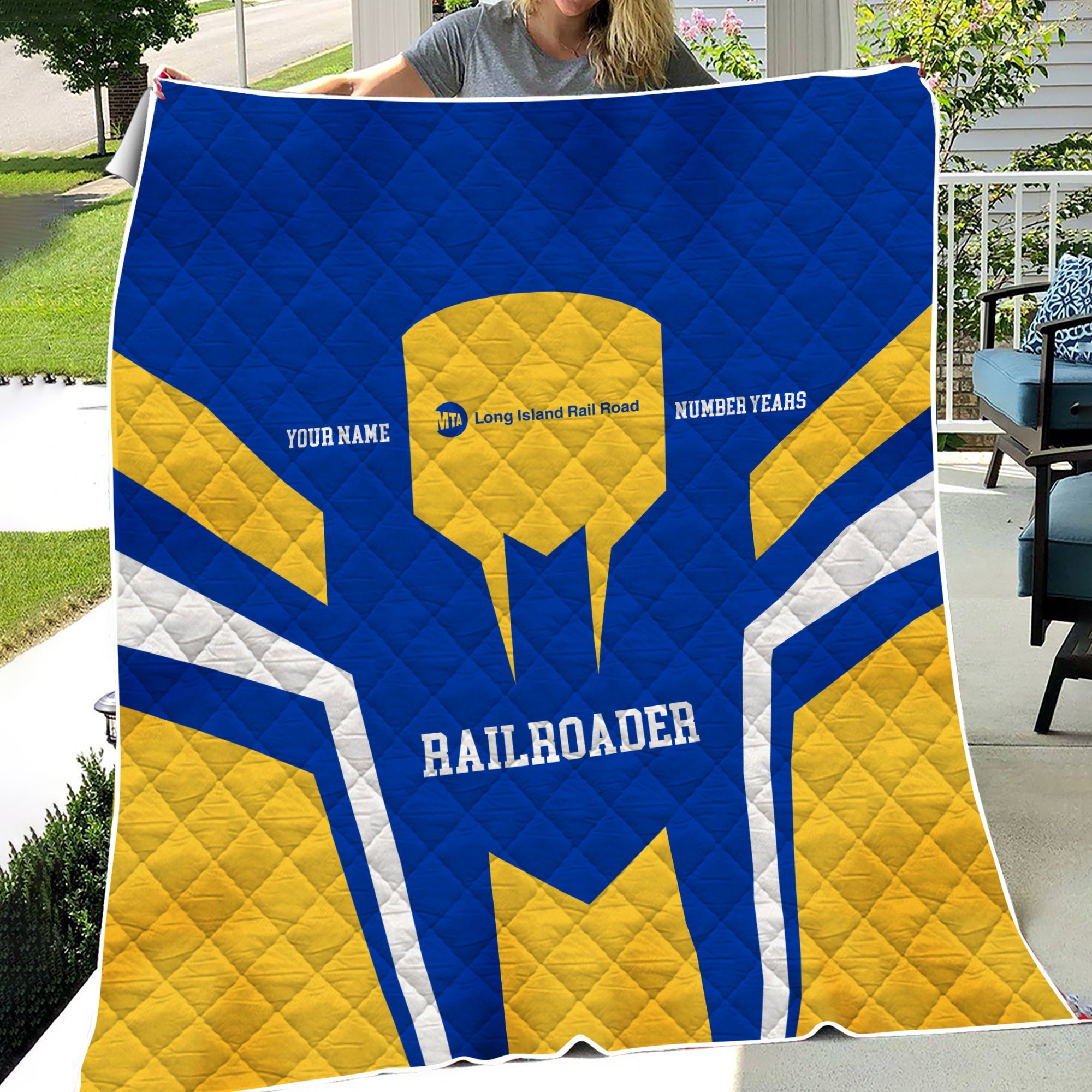 Railspirit Personalized Long Island Railroad Premium Quilts Custom Year Railroader Gift Idea For Train Lover