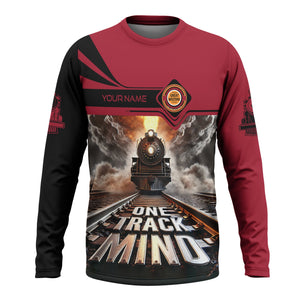 Railspirit Personalized Chicago Great Western Railroad Long Sleeve Shirt One Track Mind Train Printed Shirt