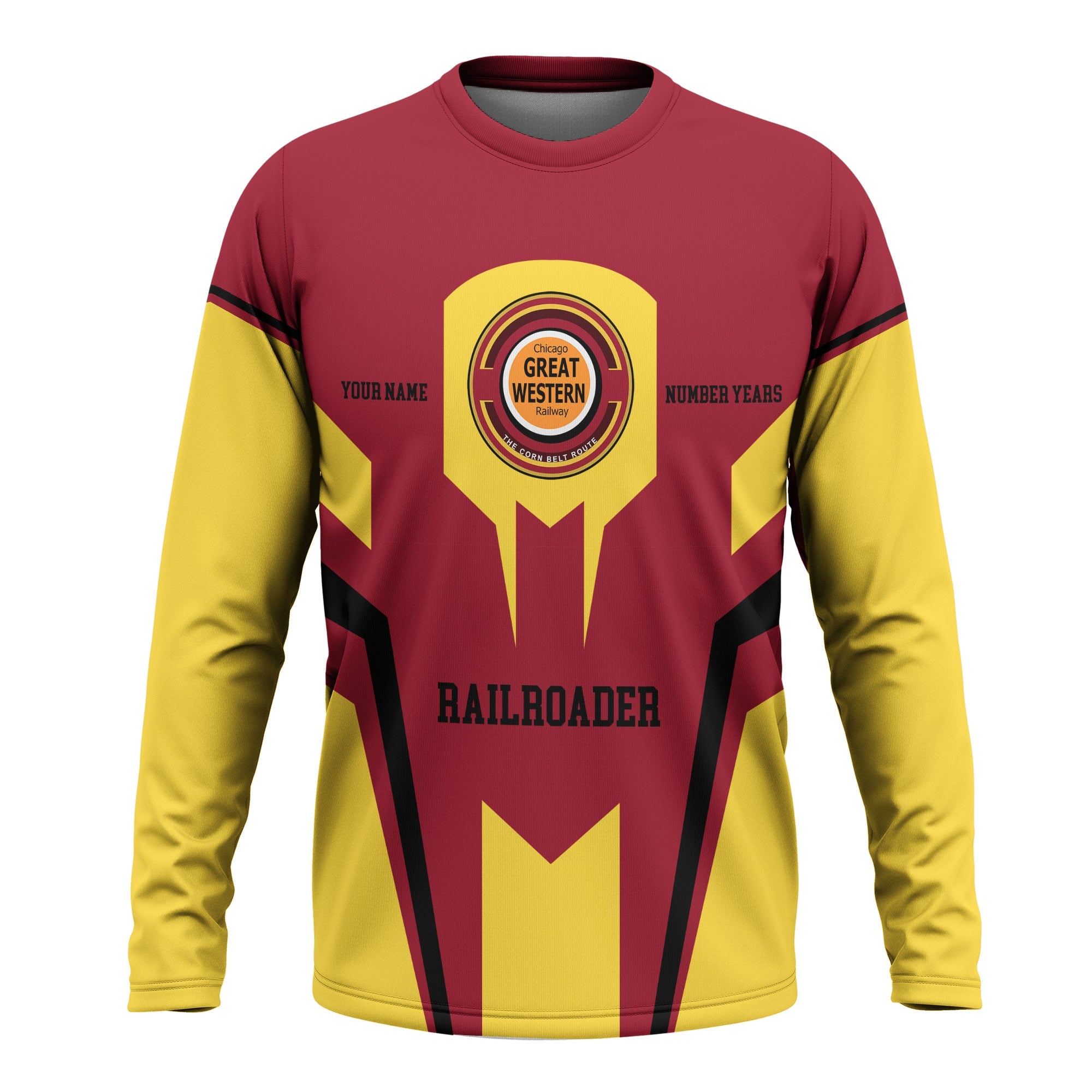 Railspirit Personalized Chicago Great Western Railroad Long Sleeve Shirt Custom Year Railroader Shirt Gift Idea For Train Lover