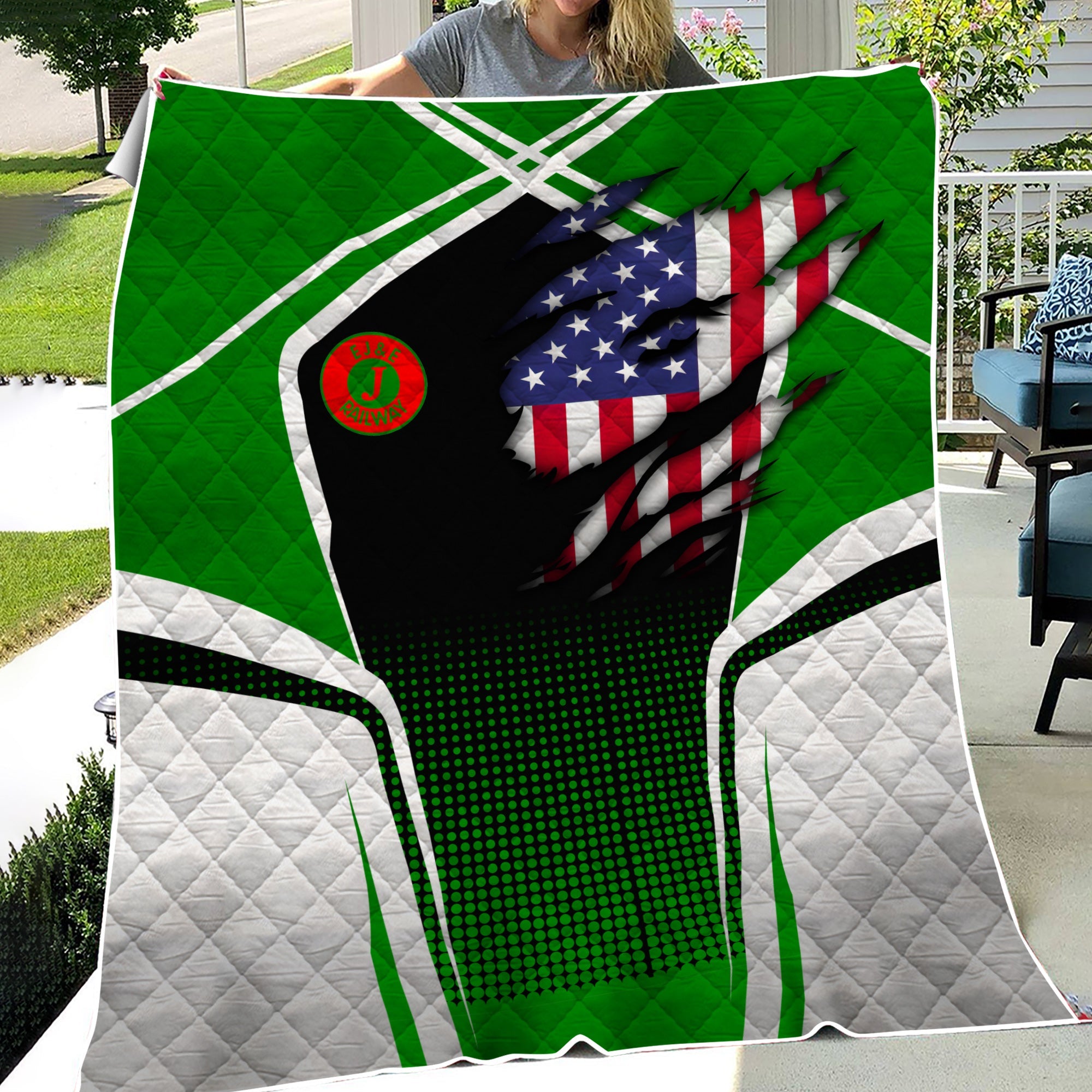 Railspirit Personalized Elgin Joliet And Eastern Railroad Premium Quilts American Vintage All Over Printed Premium Quilts