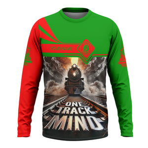 Railspirit Personalized Elgin Joliet And Eastern Railroad Long Sleeve Shirt One Track Mind Train Printed Shirt