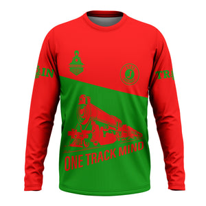 Railspirit Custom Name Elgin Joliet And Eastern Railroad Long Sleeve Shirt One Track Mind Printed Shirt