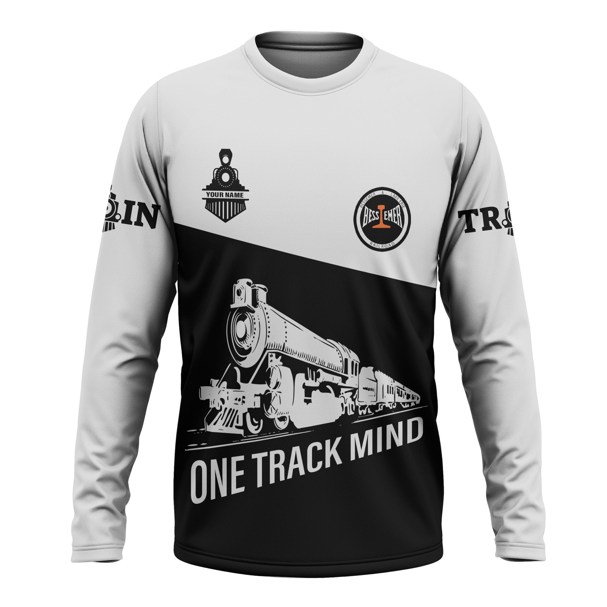 Railspirit Custom Name Bessemer And Lake Erie Railroad Long Sleeve Shirt One Track Mind Printed Shirt