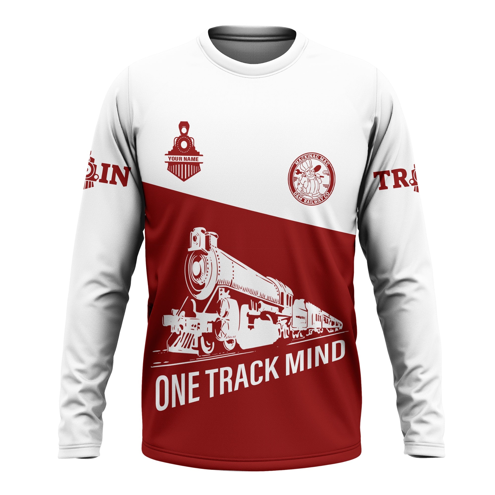 Railspirit Custom Name Detroit & Mackinac Railroad Long Sleeve Shirt One Track Mind Printed Shirt