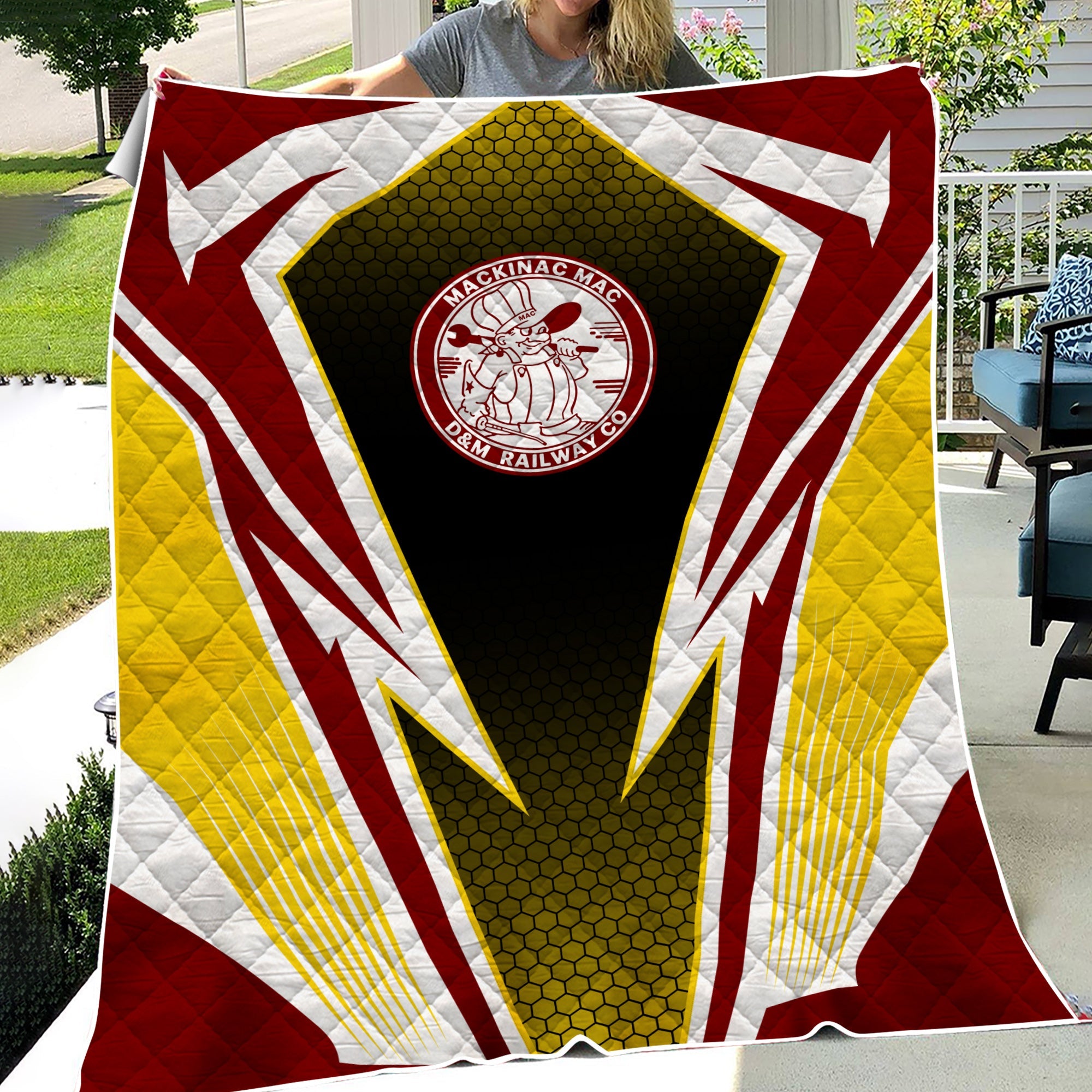 Railspirit Detroit & Mackinac Railroad Premium Quilts Lightning Graphic Style Premium Quilts Gift Idea For Train Lover