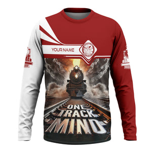 Railspirit Personalized Detroit & Mackinac Railroad Long Sleeve Shirt One Track Mind Train Printed Shirt