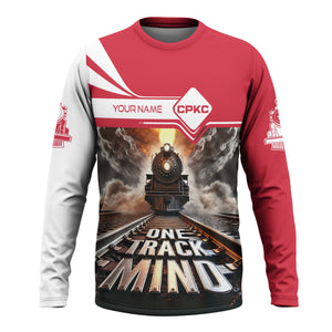 Railspirit Personalized Canadian Pacific Kansas City Long Sleeve Shirt One Track Mind CPKC Train Printed Shirt