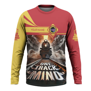 Railspirit Personalized Florida East Coast Railway Long Sleeve Shirt One Track Mind Train Printed Shirt