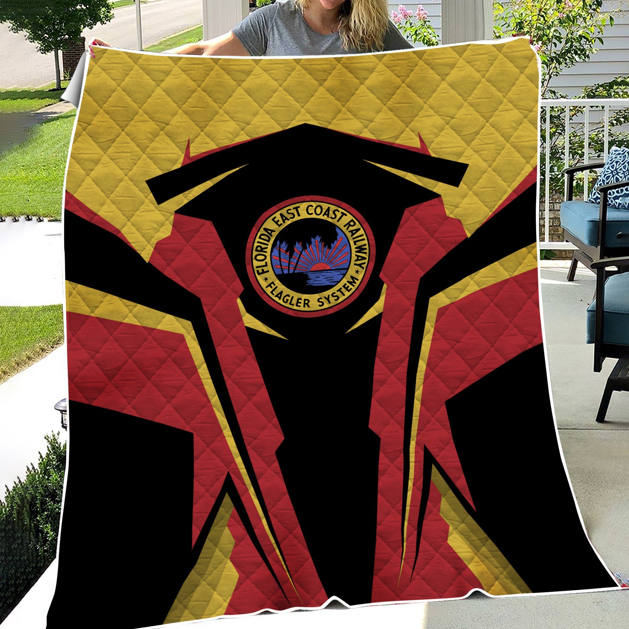 Railspirit Personalized Florida East Coast Railway Premium Quilts Strong Line Train Premium Quilts Gift Idea For Train Lover