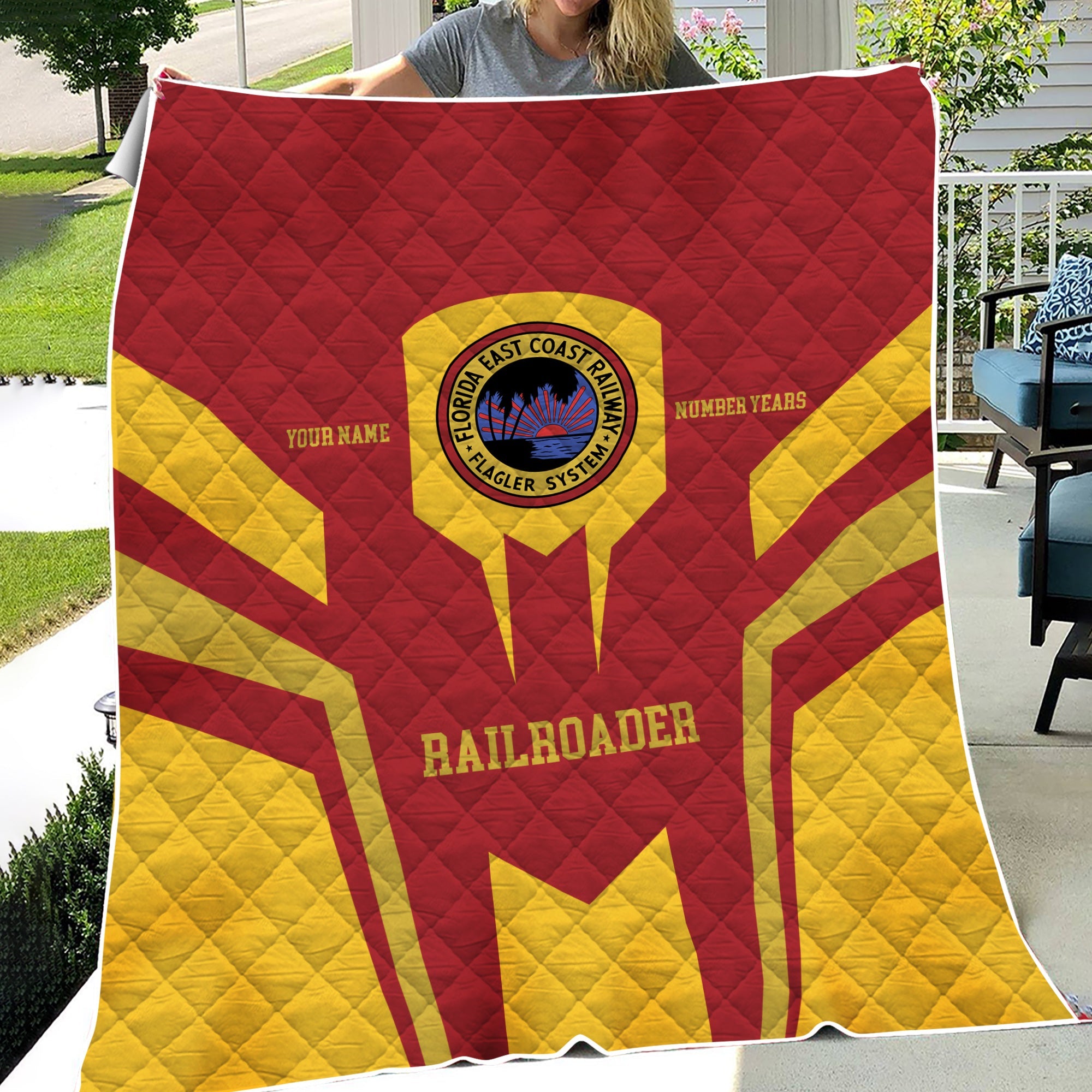 Railspirit Personalized Florida East Coast Railway Premium Quilts Custom Year Railroader Gift Idea For Train Lover