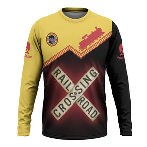 Railspirit Personalized Florida East Coast Railway Long Sleeve Shirt Railroad Crossing Printed Train Track Shirt