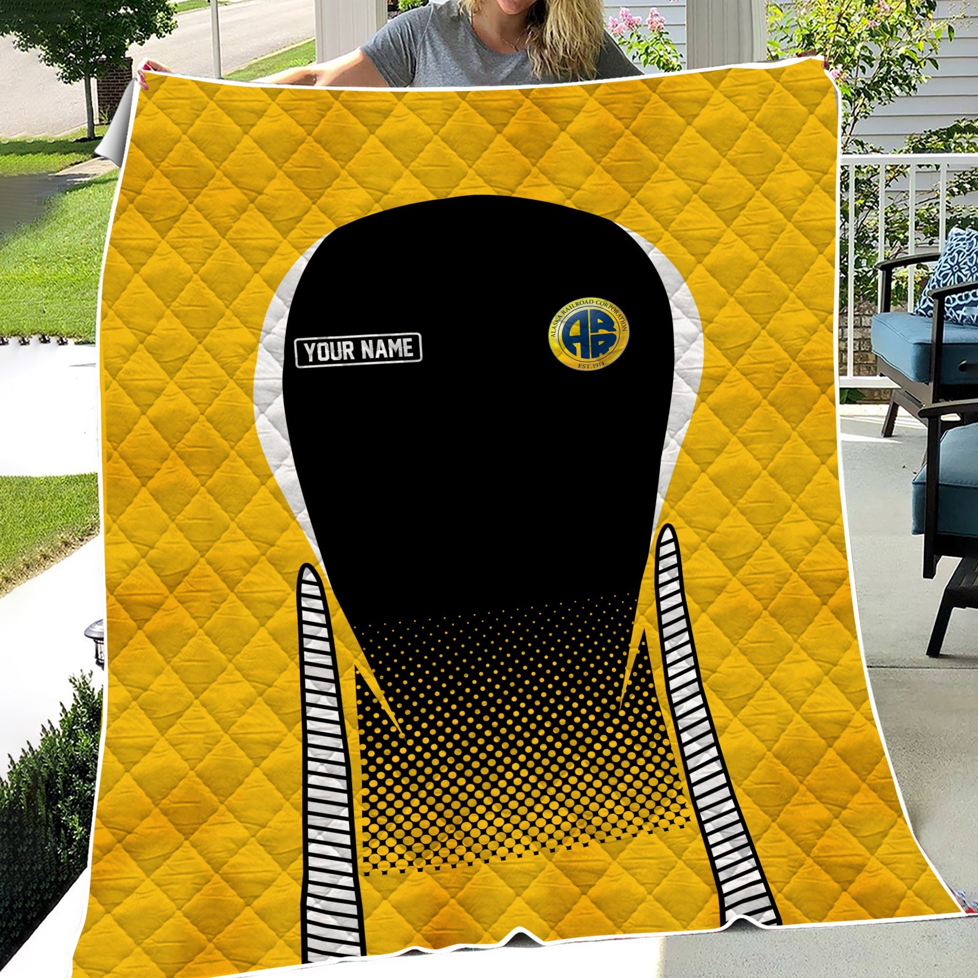 Railspirit Personalized Alaska Railroad Premium Quilts Train Premium Quilts Gift Idea For Train Lover