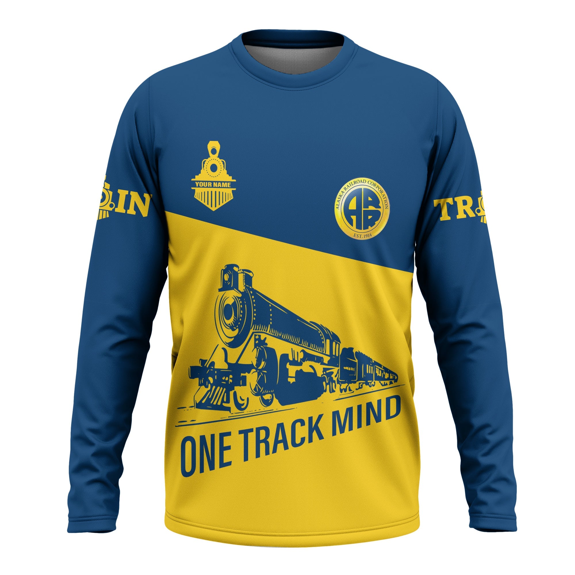 Railspirit Custom Name Alaska Railroad Long Sleeve Shirt One Track Mind Printed Shirt