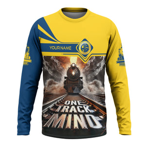 Railspirit Personalized Alaska Railroad Long Sleeve Shirt One Track Mind Train Printed Shirt