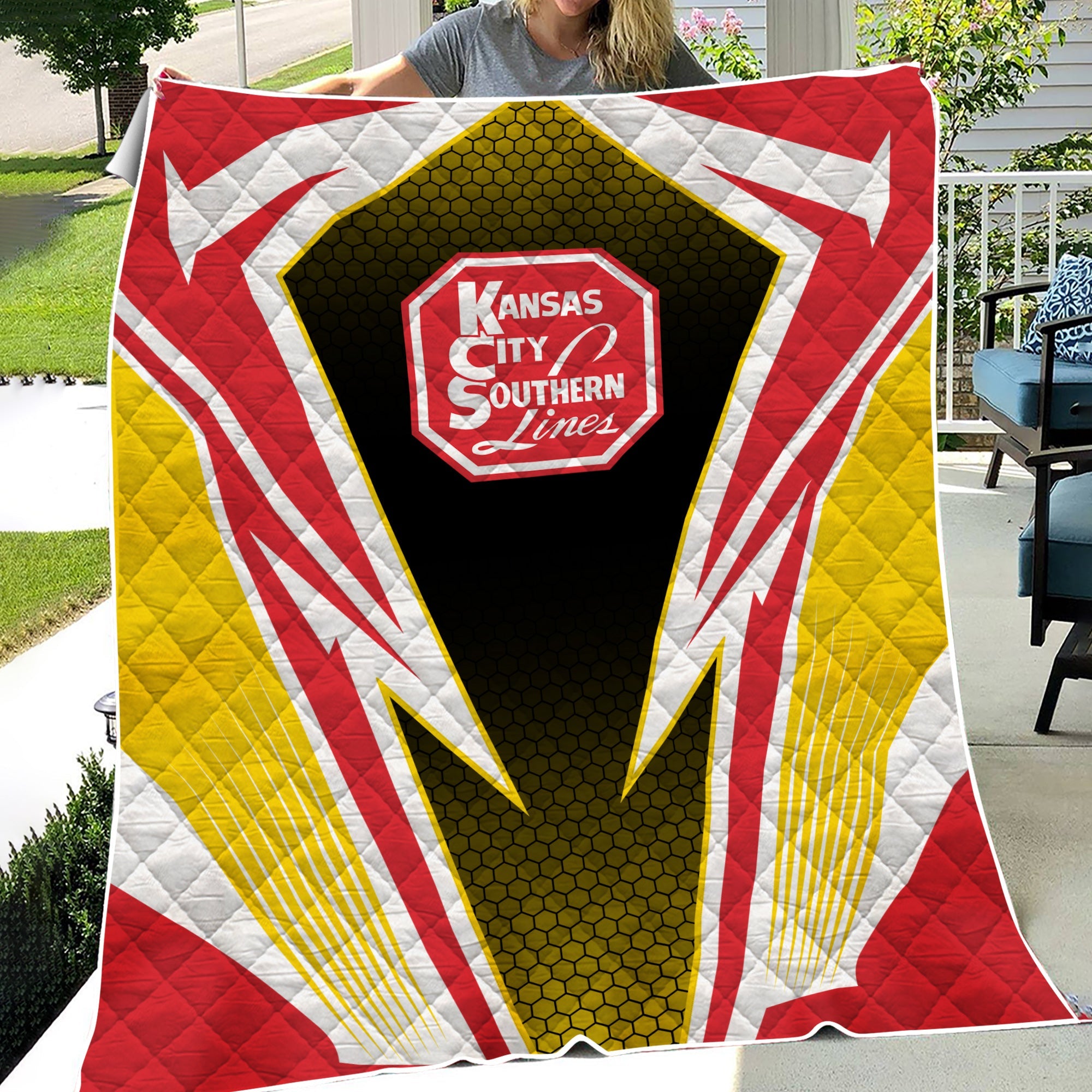 Railspirit Kansas City Southern Premium Quilts Lightning Graphic Style Premium Quilts Gift Idea For Train Lover