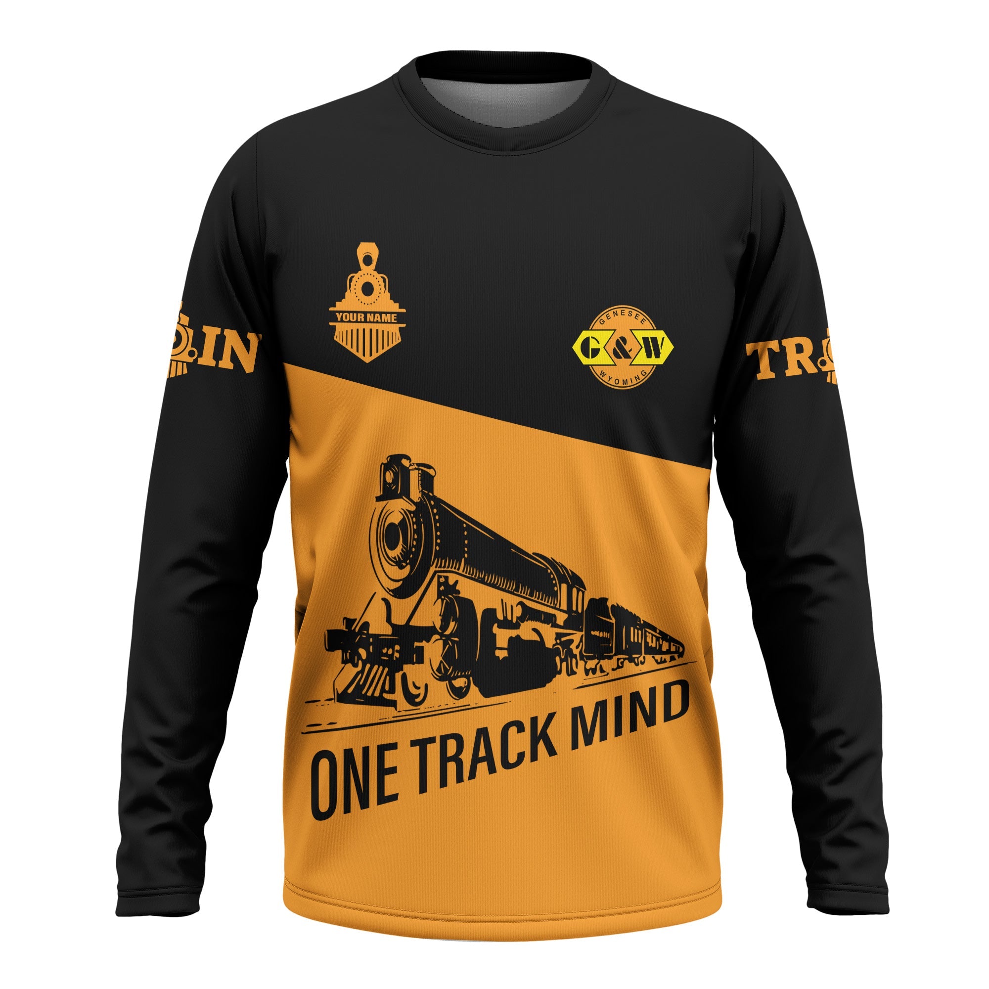 Railspirit Custom Name Genesee & Wyoming Inc. Railroad Long Sleeve Shirt One Track Mind Printed Shirt