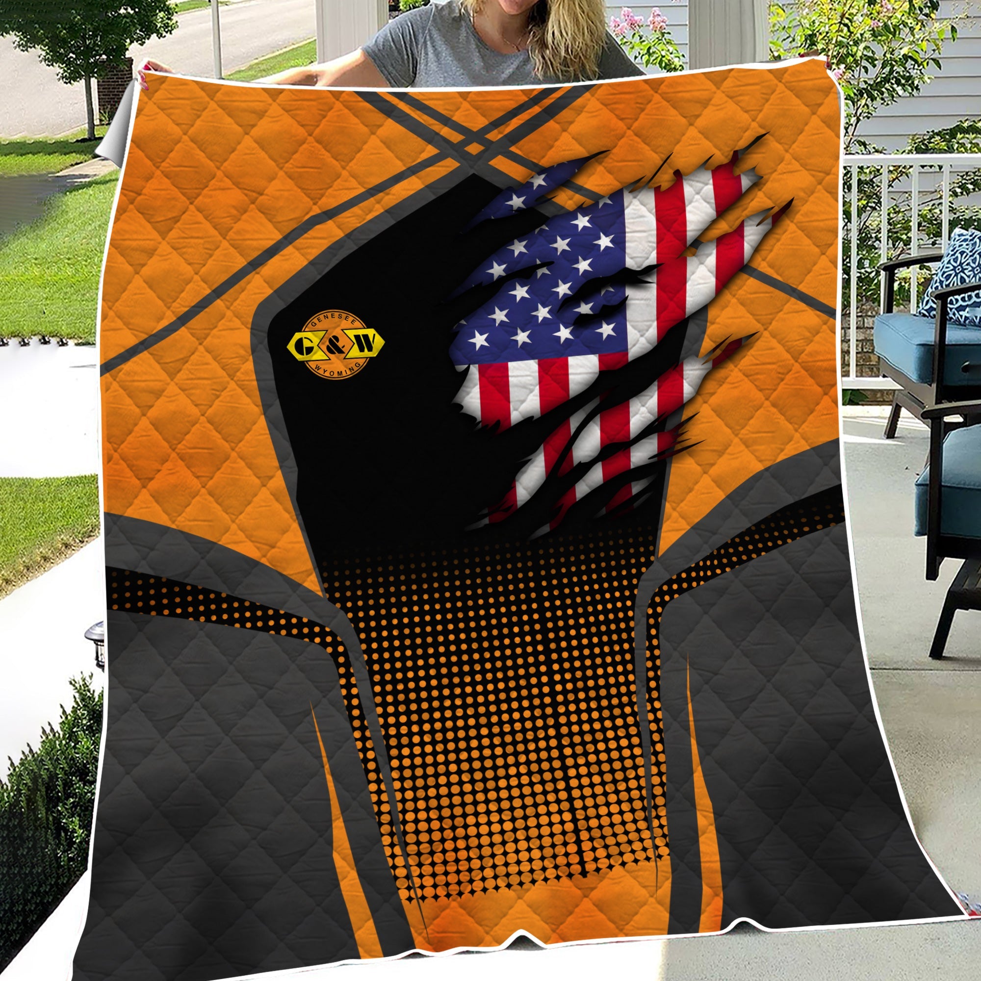 Railspirit Personalized Genesee & Wyoming Inc. Railroad Premium Quilts American Vintage All Over Printed Premium Quilts