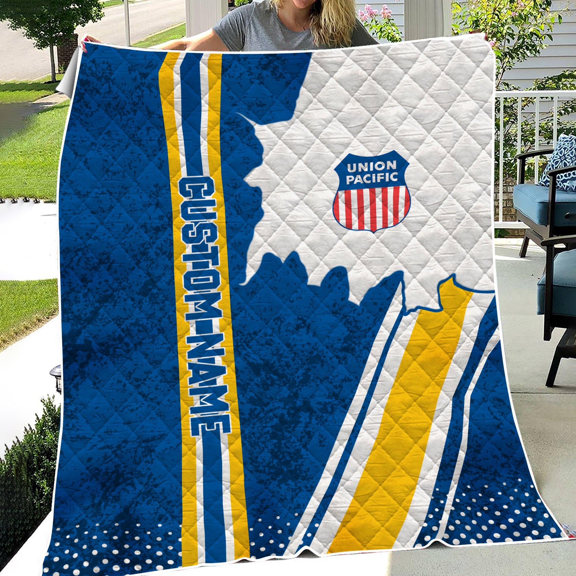 Railspirit Personalized Union Pacific Railroad Premium Quilts Vintage Big Boy All Over Printed Premium Quilts