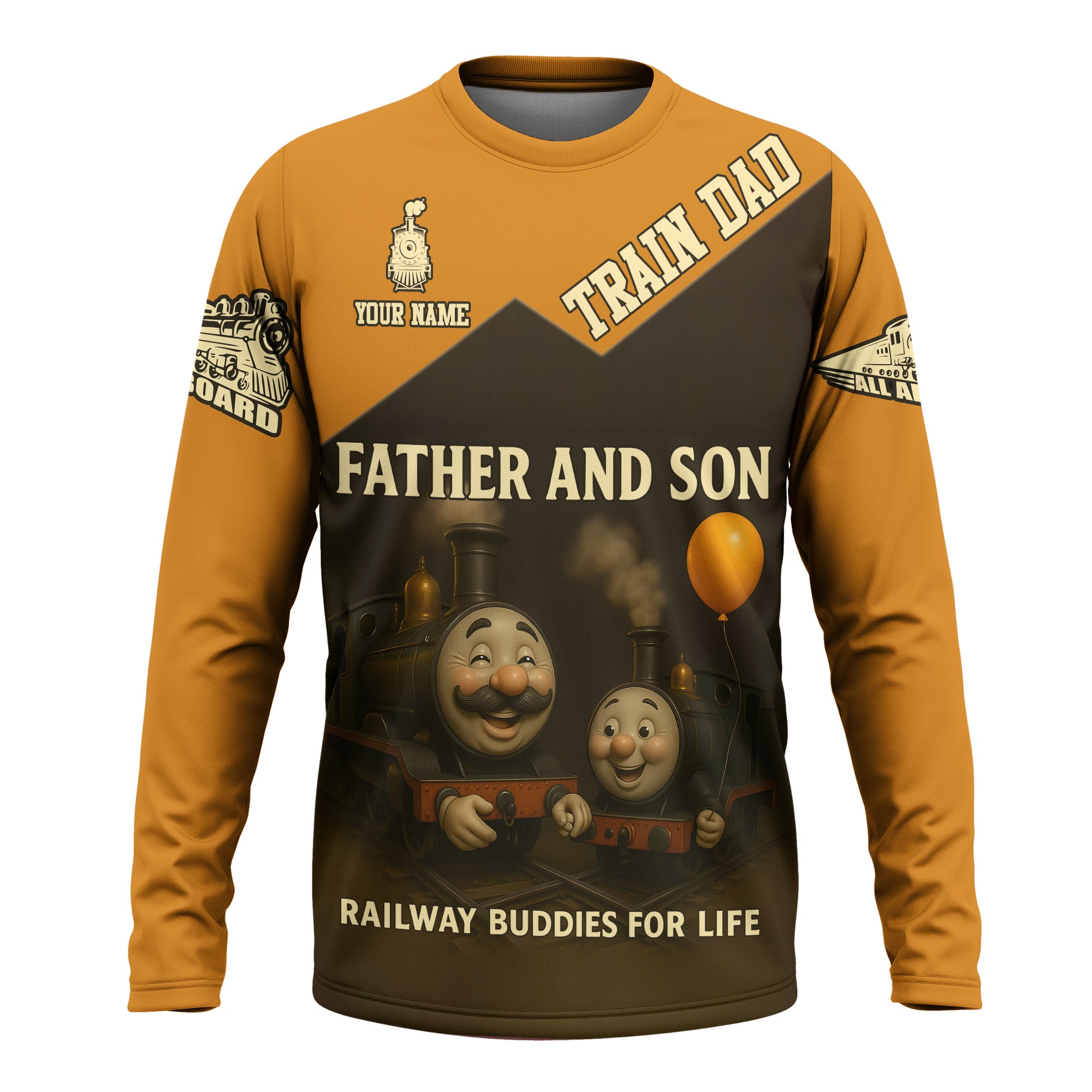 Railspirit Personalized Long Sleeve Shirt Father And Son Railway Buddies For Life Shirt Gift Idea For Train Lover