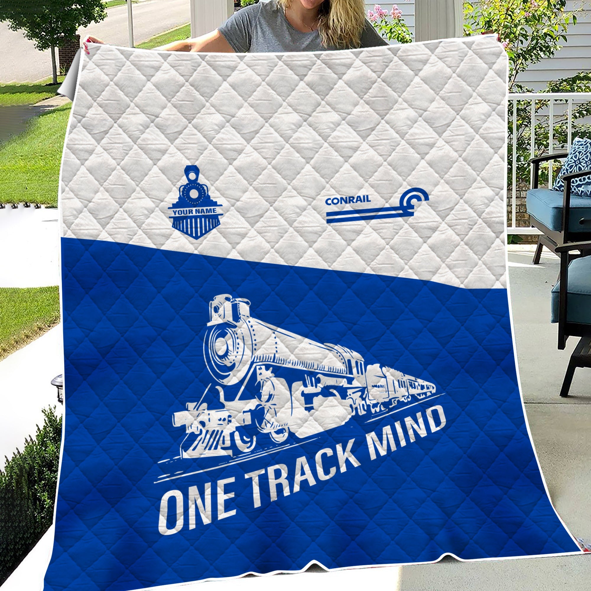 Railspirit Personalized Conrail Railroad Premium Quilt One Track Mind Train Premium Quilt Gift Idea For Train Lover