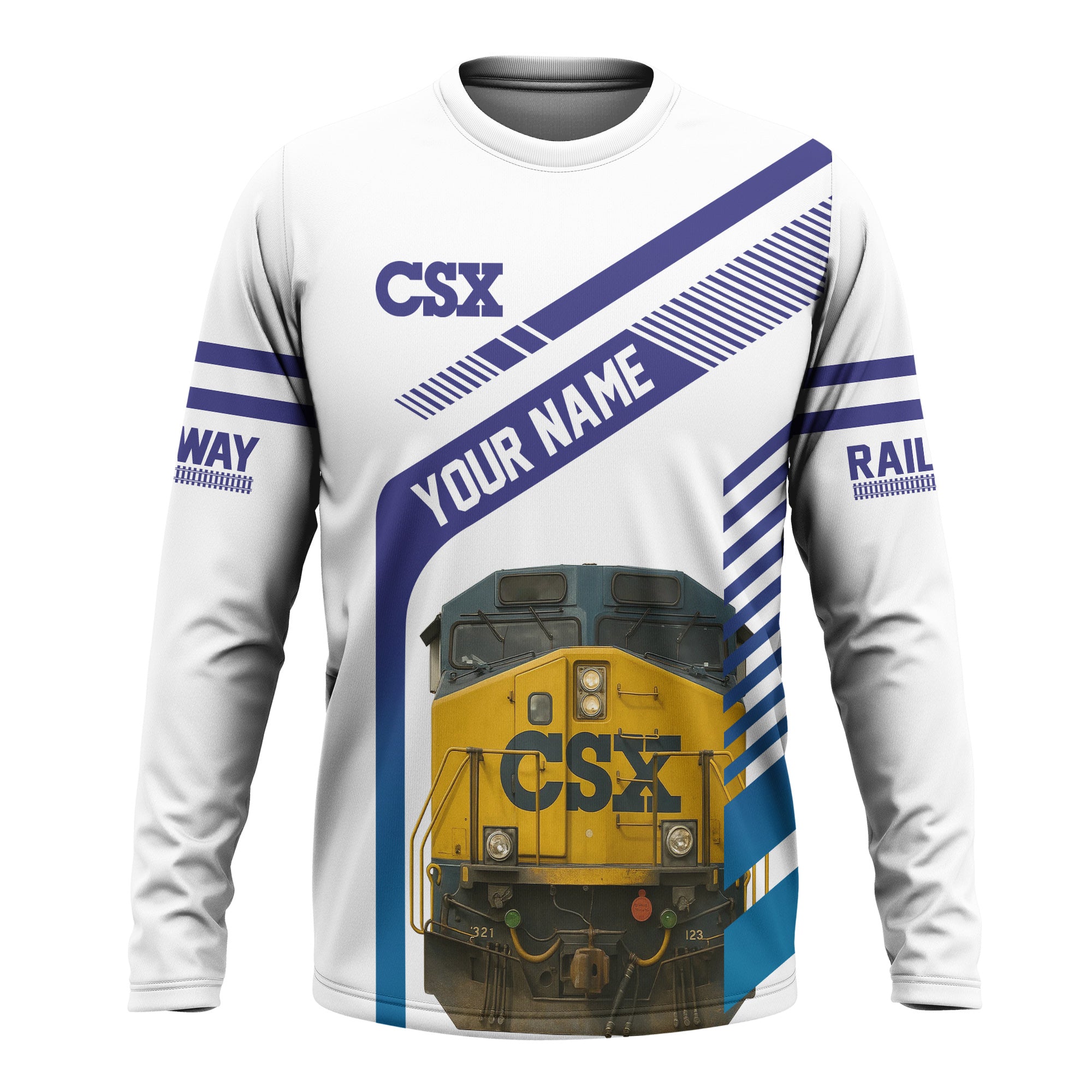 Railspirit Personalized CSX Transportation Railroad Long Sleeve Shirt CSX Engine Graphic Shirt