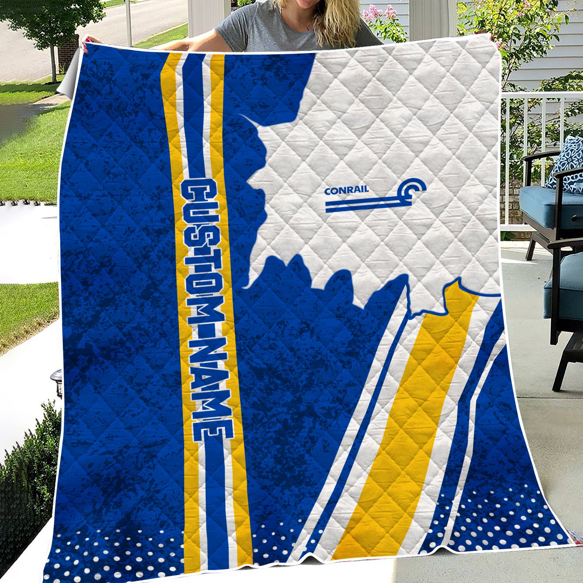 Railspirit Personalized Conrail Railroad Premium Quilts Vintage All Over Printed Premium Quilts