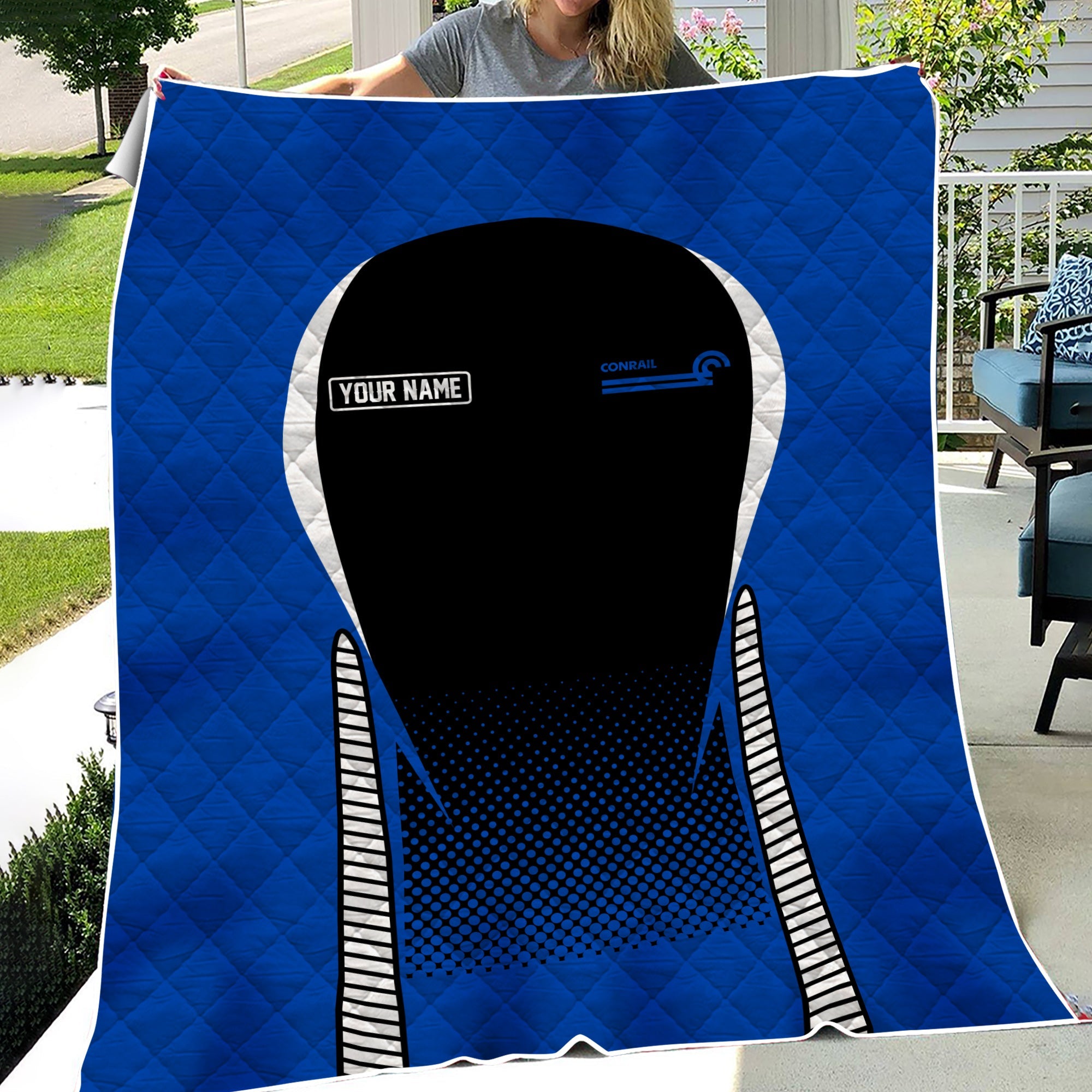 Railspirit Personalized Conrail Railroad Premium Quilts Train Premium Quilts Gift Idea For Train Lover