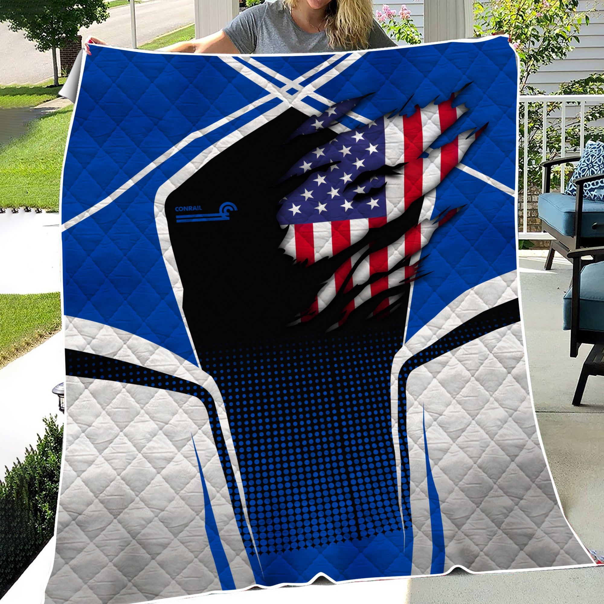 Railspirit Personalized Conrail Railroad Premium Quilts American Vintage All Over Printed Premium Quilts