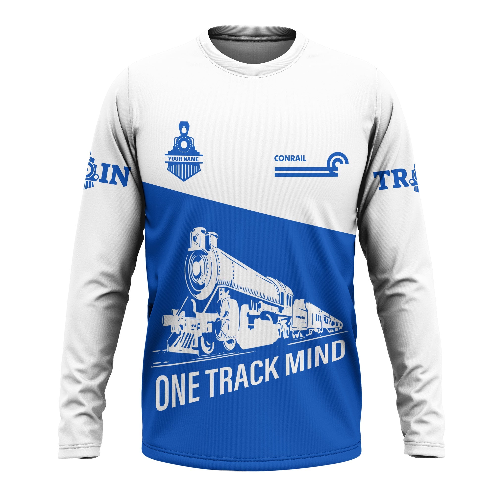 Railspirit Custom Name Conrail Railroad Long Sleeve Shirt One Track Mind Printed Shirt